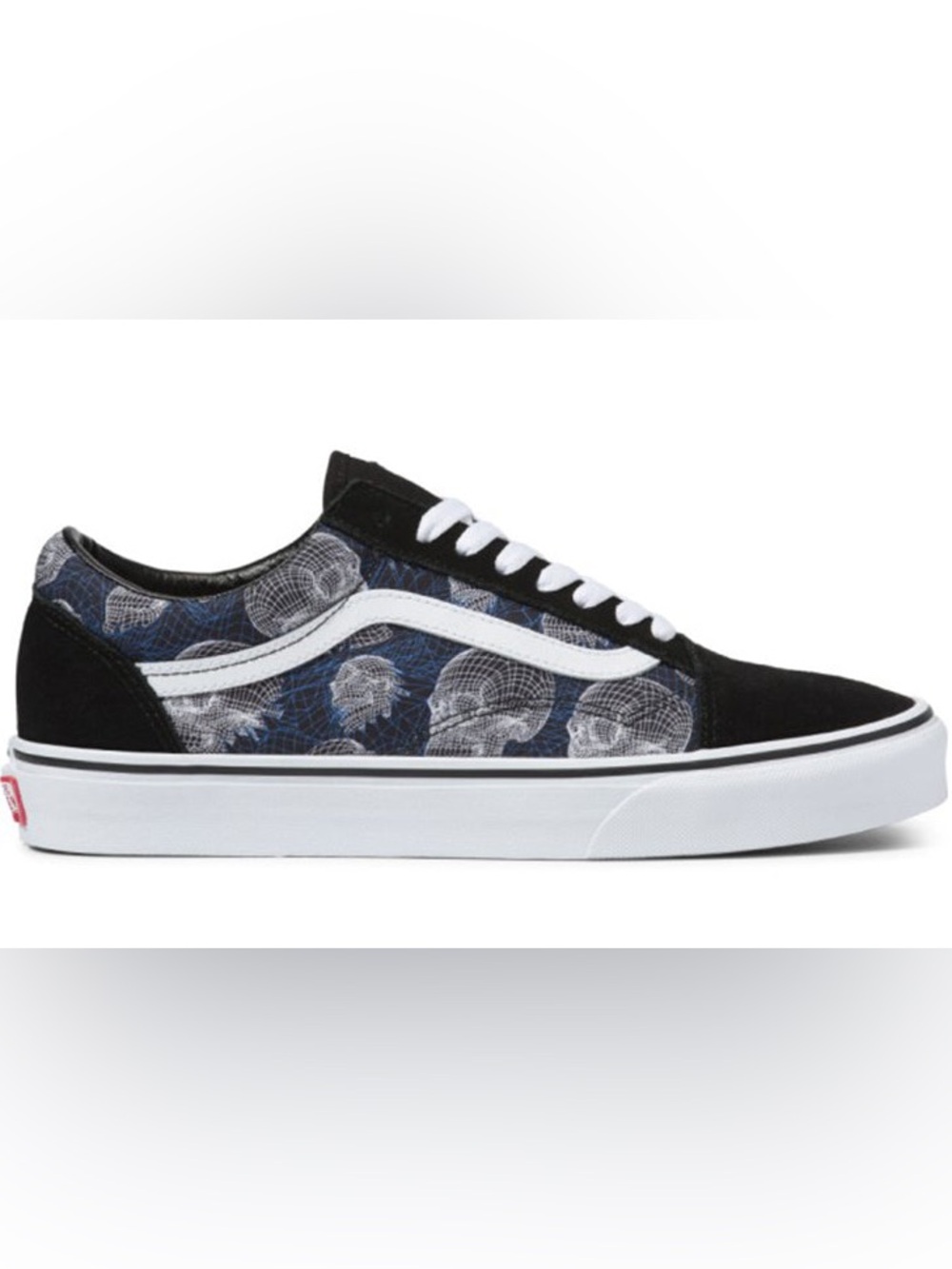 Vans Black and Navy Old Skool Skate Shoes with Skull Graphic - Picture 3 of 3